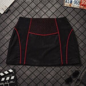 Zara Moto-Style Mini Skirt with Contrast Piping